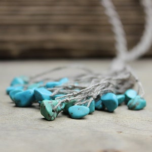 Turquoise necklace Linen cord necklace Beach jewelry image 10