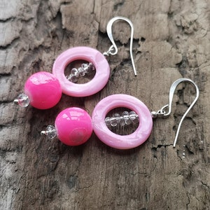 Fuchsia pink earrings Beaded earrings image 2