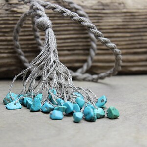 Turquoise necklace Linen cord necklace Beach jewelry image 8