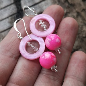 Fuchsia pink earrings Beaded earrings image 7