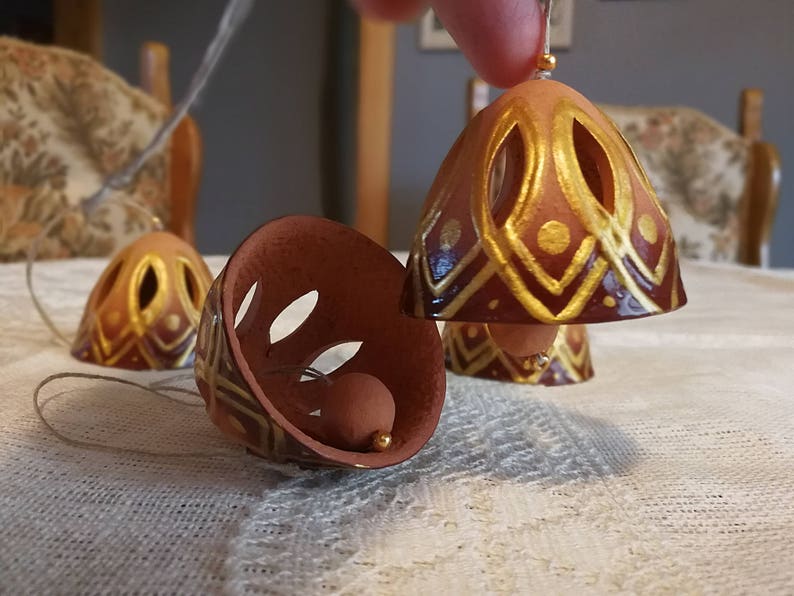 Clay bell Jingle bells Hand painted bell Christmas bells Handmade bell