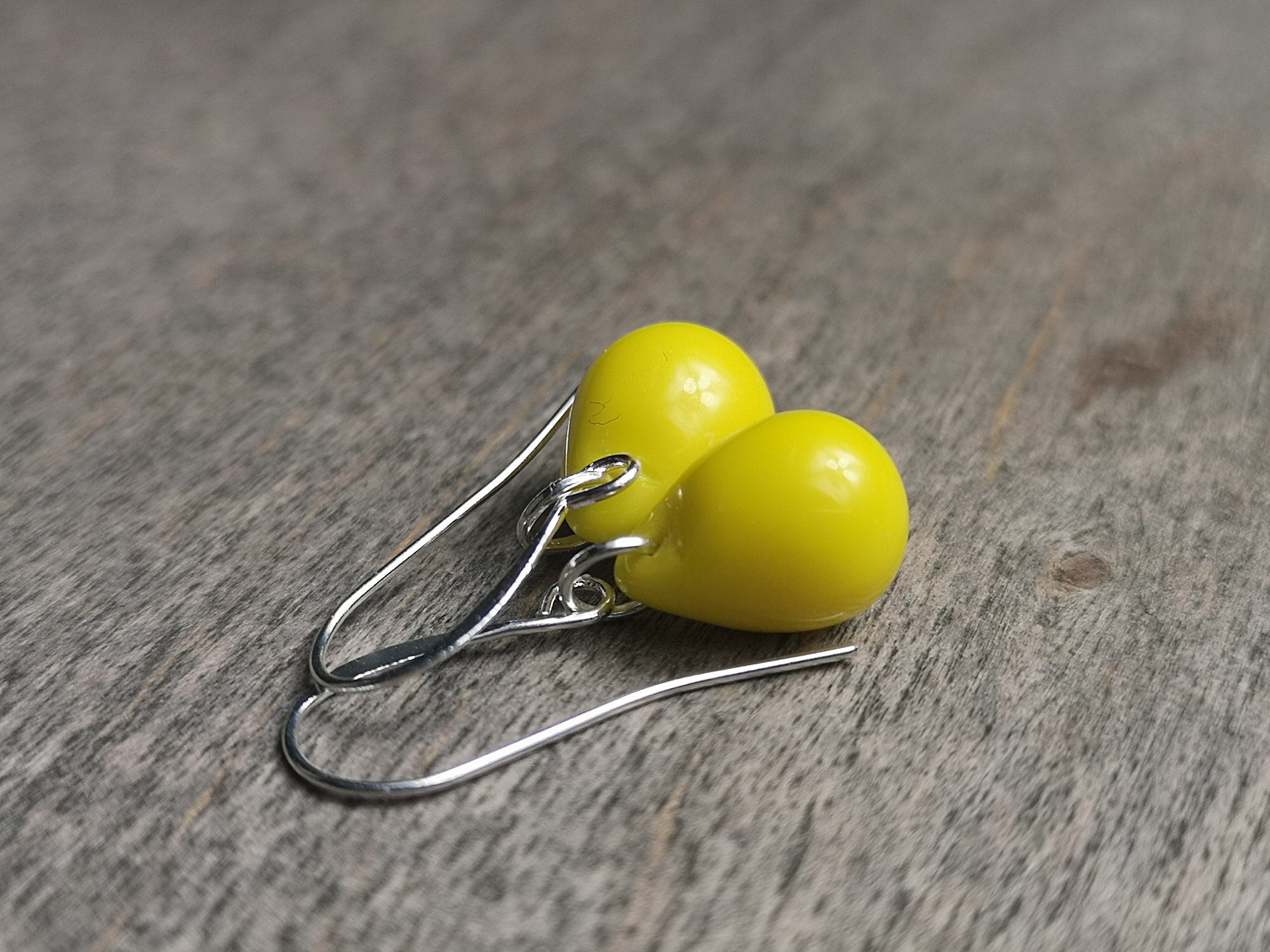 Gelbe Tropfen Glas Ohrringe mit Gold oder Silber vergoldet | Etsy