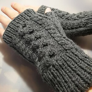 Mens Fingerless Gloves Mens Arm Warmers Grey Mens Wool Gloves Mens Grey Knit Gloves image 8