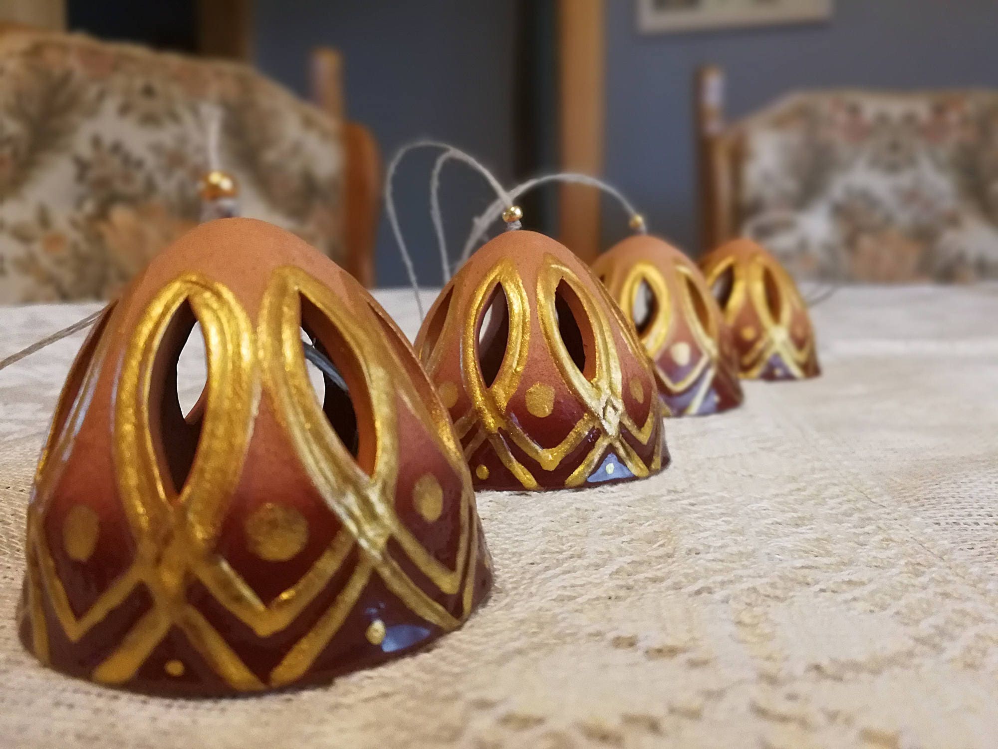 Clay bell Jingle bells Hand painted bell Christmas bells Handmade bell
