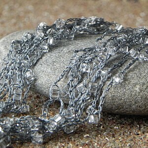 Crochet Crystal Necklace Crochet Multi Strand Necklace Beaded Necklace