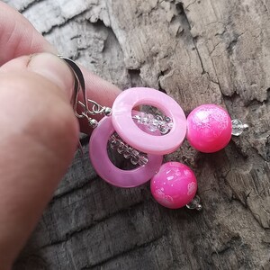 Fuchsia pink earrings Beaded earrings image 10