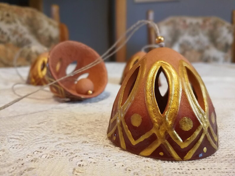 Clay bell Jingle bells Hand painted bell Christmas bells Handmade bell