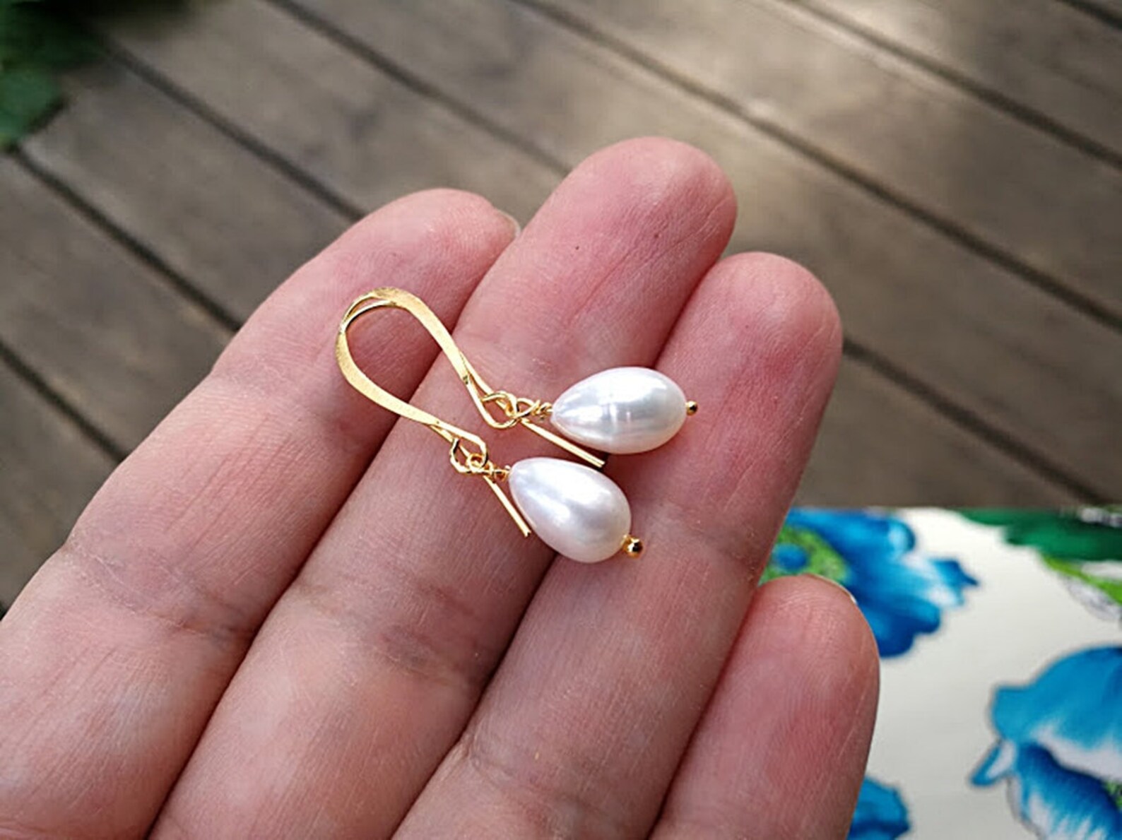 White Freshwater Pearl Earrings Real Pearl Drop Earrings Gold Etsy