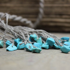 Turquoise necklace Linen cord necklace Beach jewelry image 9