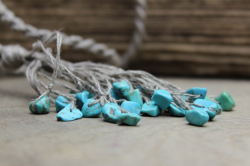 Turquoise necklace Linen cord necklace Beach jewelry image 9