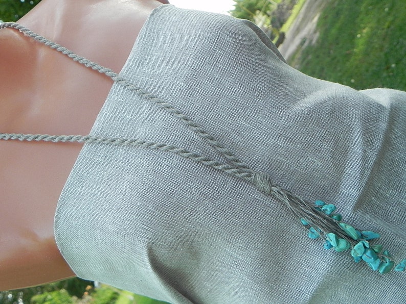 Turquoise necklace Linen cord necklace Beach jewelry image 1