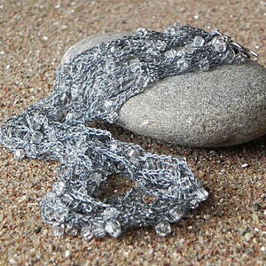 Crochet Crystal Necklace Crochet Multi Strand Necklace Beaded Necklace