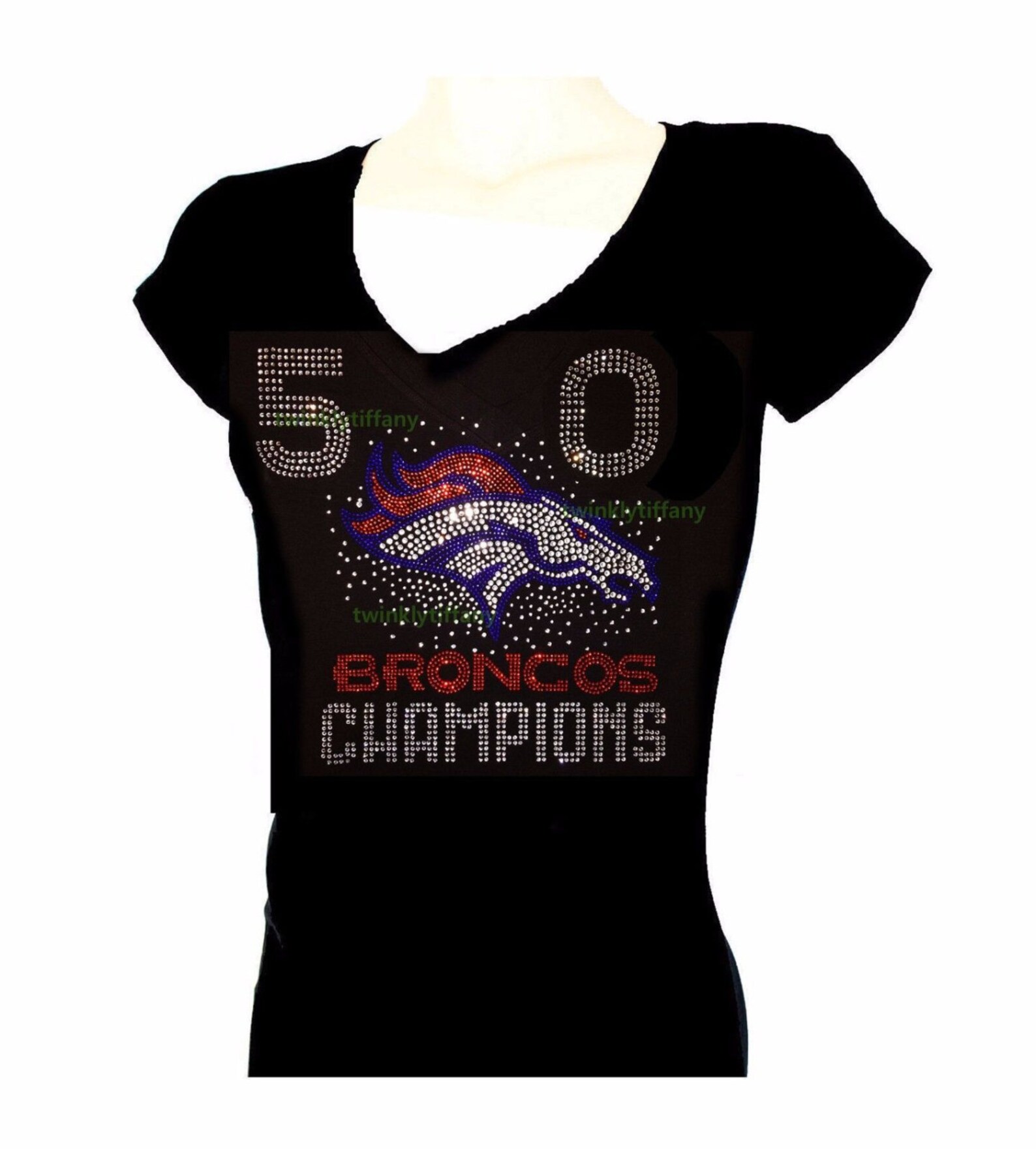 Women's t shirts football 50 Denver Broncos bling Etsy