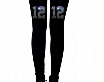 football Seattle Seahawks 12th man leggings Rhinestones