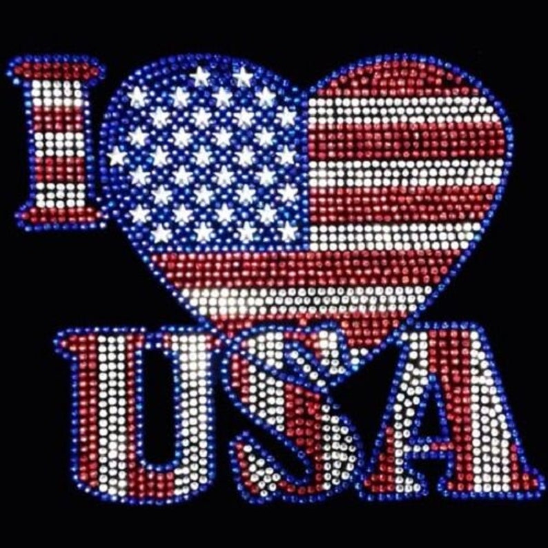 Hotfix rhinestones heat transfer Iron on 4th of july I Etsy