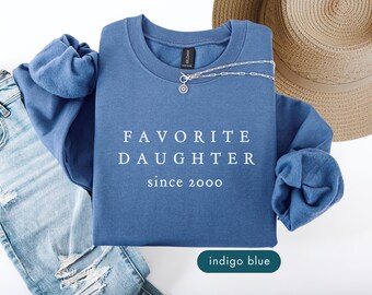 Favorite daughter sweatshirt, Custom year, Funny Christmas Family Member Sweater, Personalized gift, Fall Crewneck sweatshirts