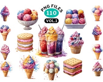 Candyland clipart PNG bundle with ICECREAM clipart, Icecream theme party in watercolor style, PNG files transparent background 300DPI