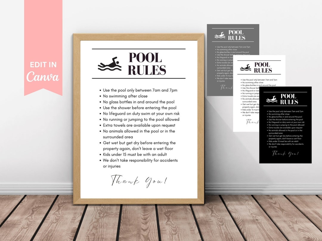 Airbnb Pool Rules Sign Airbnb Signs Template Airbnb Etsy