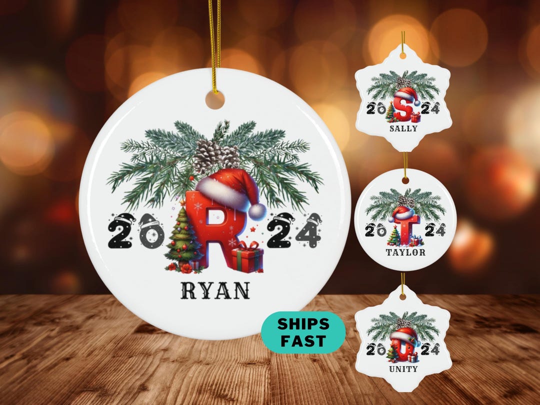 Personalized Name Ornament Christmas Tree Decorations White Ceramic