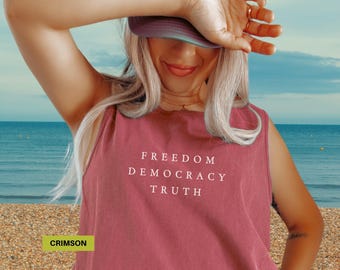 Freedom democracy truth tank top, Comfort colors Political activist tanktop Pro democracy protest shirt, FDT tshirt 4th of July protest tees