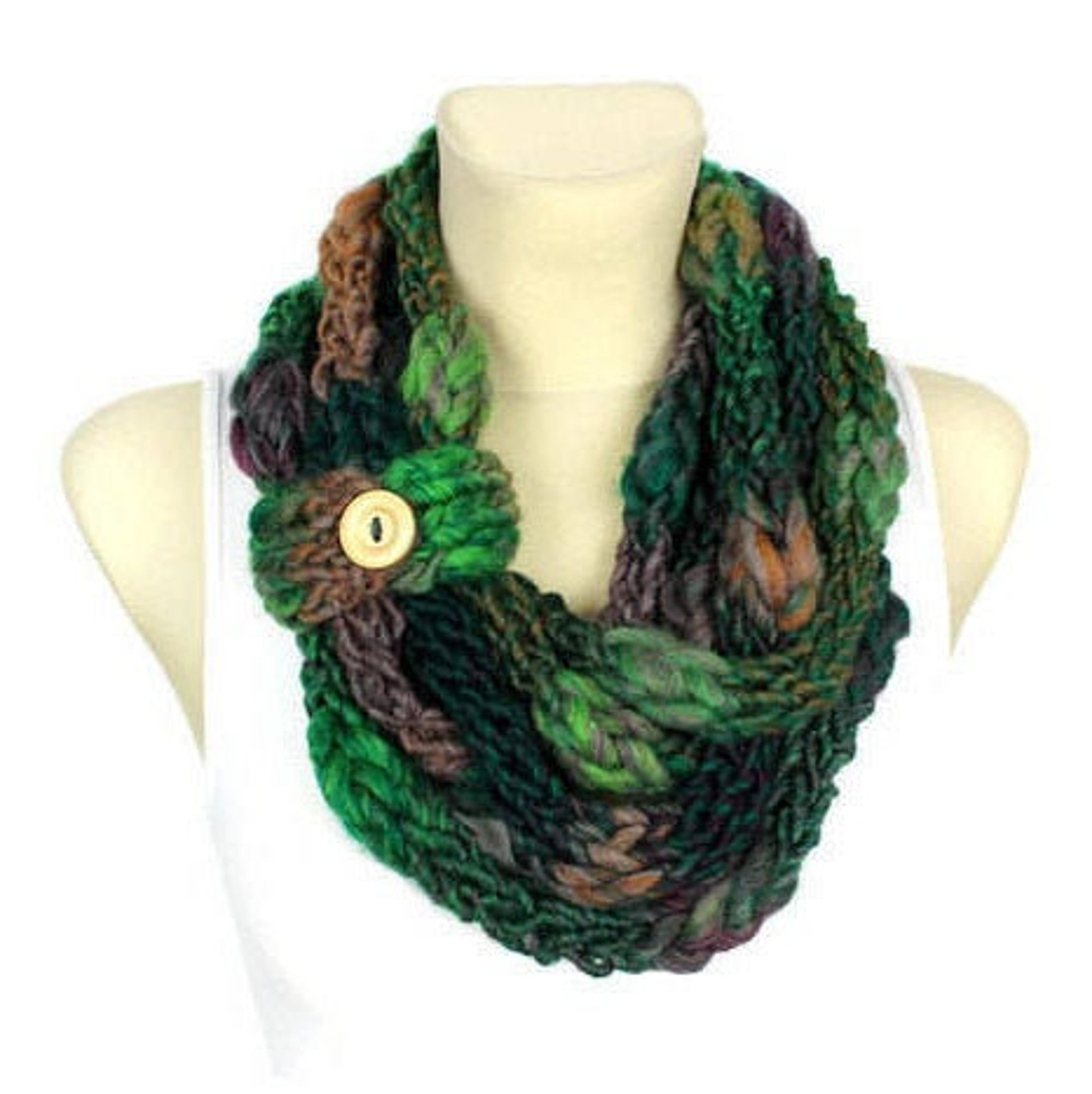 Finger knit scarf for women Rainbow infinity scarves Knitted Etsy