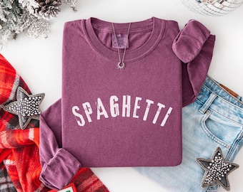 Spaghetti Long Sleeve Shirt, Comfort Colors, Gift for Food Lovers, Italian Culinary tshirts, Funny Cooking gifts for chef