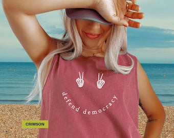 Defend Democracy tanktop Comfort colors tank top Protest against dictatorship Pro Democracy tee Anti Republican tshirt Resist t-shirt