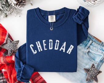 Cheddar Long Sleeve Shirt, Comfort Colors tshirt, Funny food lover gifts, Chef tees, Foodie gift idea, Cheese Queen t-shirt