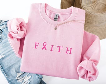 Breast cancer sweatshirt, Faith based gift for Christian cancer surviver, Unisex Gildan 18000 Crewneck sweater