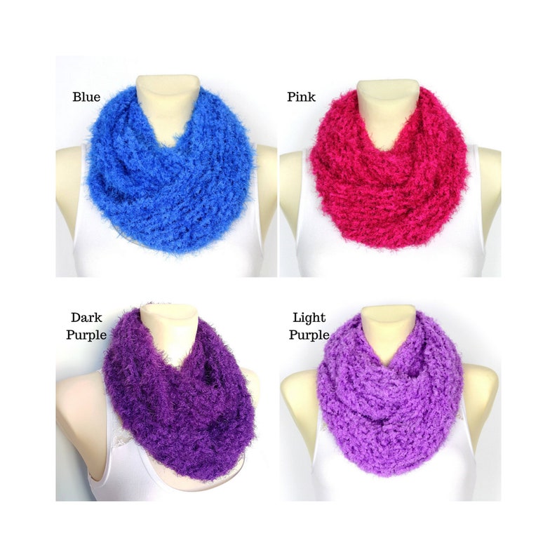 Fluffy infinity scarf Chunky knit scarf women Winter ...