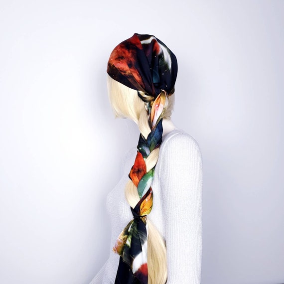 Satin Hair Scarf Ponytail Holder Scarf Bun Wrap Scarf Pinup Etsy