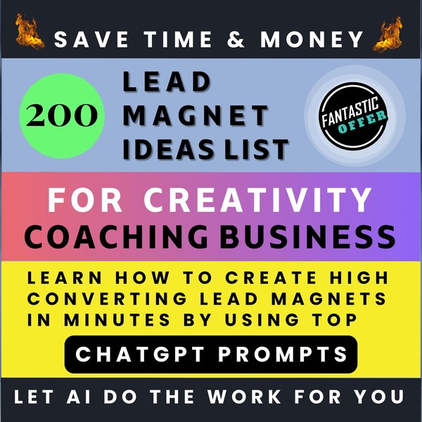 Lead magnet ideas for CREATIVITY COACH ChatGPT prompts Coaching business Digital marketing freebie template Passive income with Chat gpt