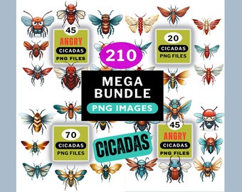 Mega bundle png files, Abstract cicada clipart PNG bundle, Trendy PNG designs for shirt, Insect clipart, Bugs png, Cicadas t-shirt design