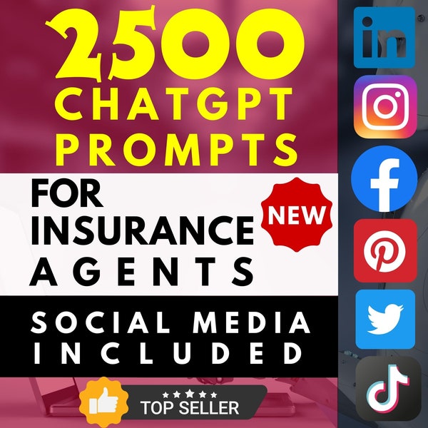 ChatGPT Prompts for insurance agents Over 50 Categories Insurance agency business owners and entrepreneurs chat gpt prompts Digital Download