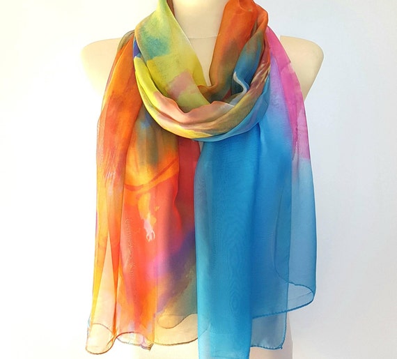 Silk scarf women Colorful silk shawl