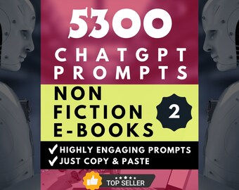 ChatGPT prompts for Non Fiction eBook writing Chat GPT prompts bundle for authors and writers Content creation Book design ideas Copywriting