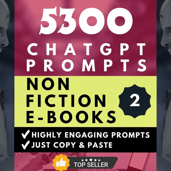 ChatGPT prompts for Non Fiction eBook writing Chat GPT prompts bundle for authors and writers Content creation Book design ideas Copywriting