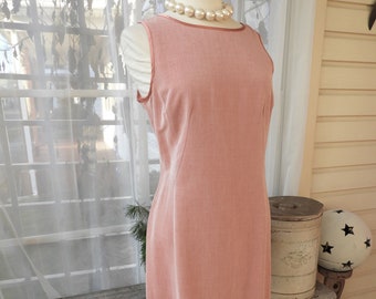 Vtg 1990's Pink Sheath Dress|1990's Laura Ashley Sheath Dress|Vtg Pink Sleeveless Sheath Dress sz 10