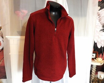 Vtg Eddie Bauer Red Henley Pull-Over Outerwear Sweater sz L