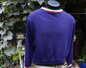 Vintage 1960's Creslan Ringer Acrylic Sweatshirt | Retro Beatnik Surfer Style sz L