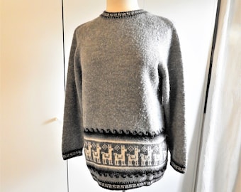 Vtg Grey Alpaca Long Sweater Tunic Unmarked  sz S/M