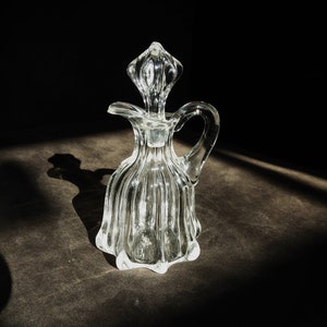 Vtg Clear Glass Hand Blown Cruet|Antique Hand Blown Vinegar Oil Cruet|Vtg Hand Blown Bottle H 6&quot; x W 3.5&quot;