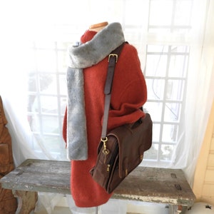 Vtg Burnt Orange 1990&#39;s Sweater Knit Dress|Vtg Boucle&#39; Orange Slouchy Sweater Dress|Vtg Orange Cowl Neck Sweater Dress sz M/L