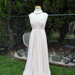 Vtg Blush Sleeveless Formal Prom Dress|Vtg Morilee by Madeline Gardner Pageant Dress|Blush Lace Overlay Empire Waist Full Length Dress sz 10