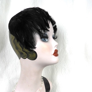 Fascia per capelli con piume nere vintage anni '30/cappello con piume dell'era flapper/fascia per capelli con piume taglia unica