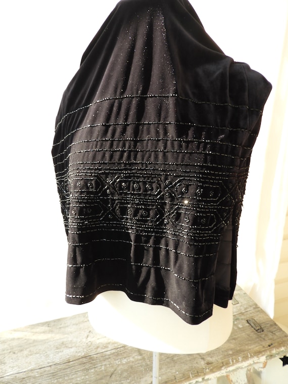 Vtg Ladies 1990's Black Velveteen Beaded Skirt|Vtg