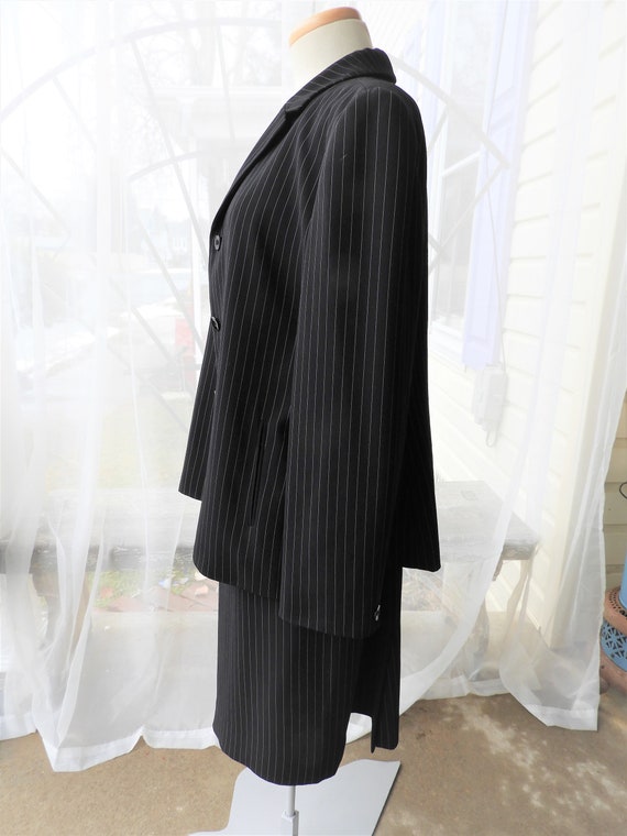 Vtg 1980's Black Pin Stripe Ladies Suit, Vtg Bill… - image 9