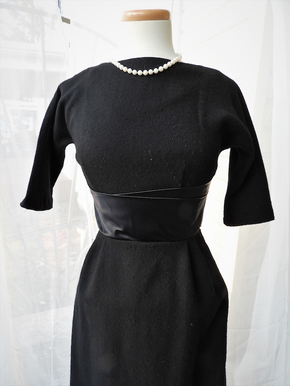 Stunning 1950's Black Bombshell 3/4 Sleeve Dress, Vtg Little Black Wool  Pencil Dress, Vtg Mad Men Black Fitted Sashed Dress Sz S -  Canada