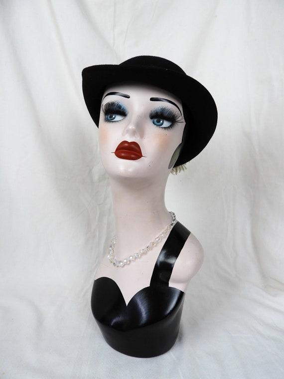 Vtg 1940's Black Felted Ladies Feather Hat, Vtg G… - image 6