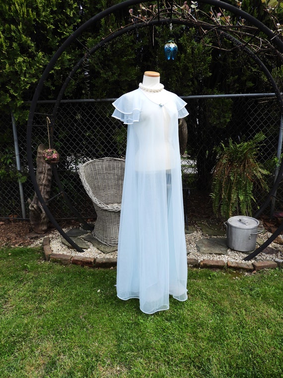 Vtg 1970's Sheer Nylon Blue Robe|Vtg JC Penny Retr